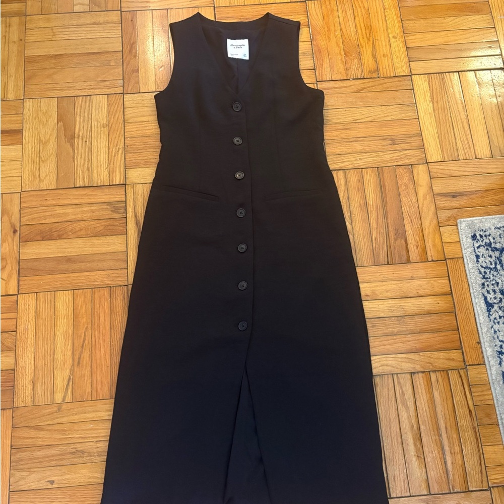 Abercrombie & Fitch Black Button-Down Midi Dress